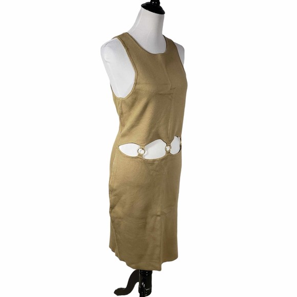 Forever 21+ Plus 3X Tan O-Ring Open Stomach Knit Sleeveless Mini Dress - Picture 3 of 7